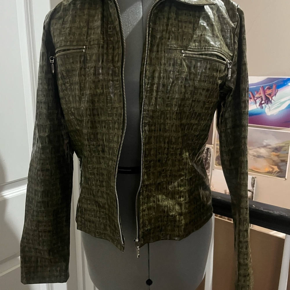 Olive Crocodile/Snakeskin Women's Jacket